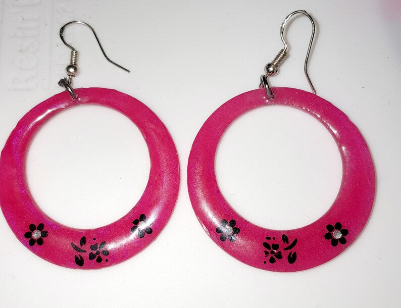 Boucles d'oreilles créoles fleuries