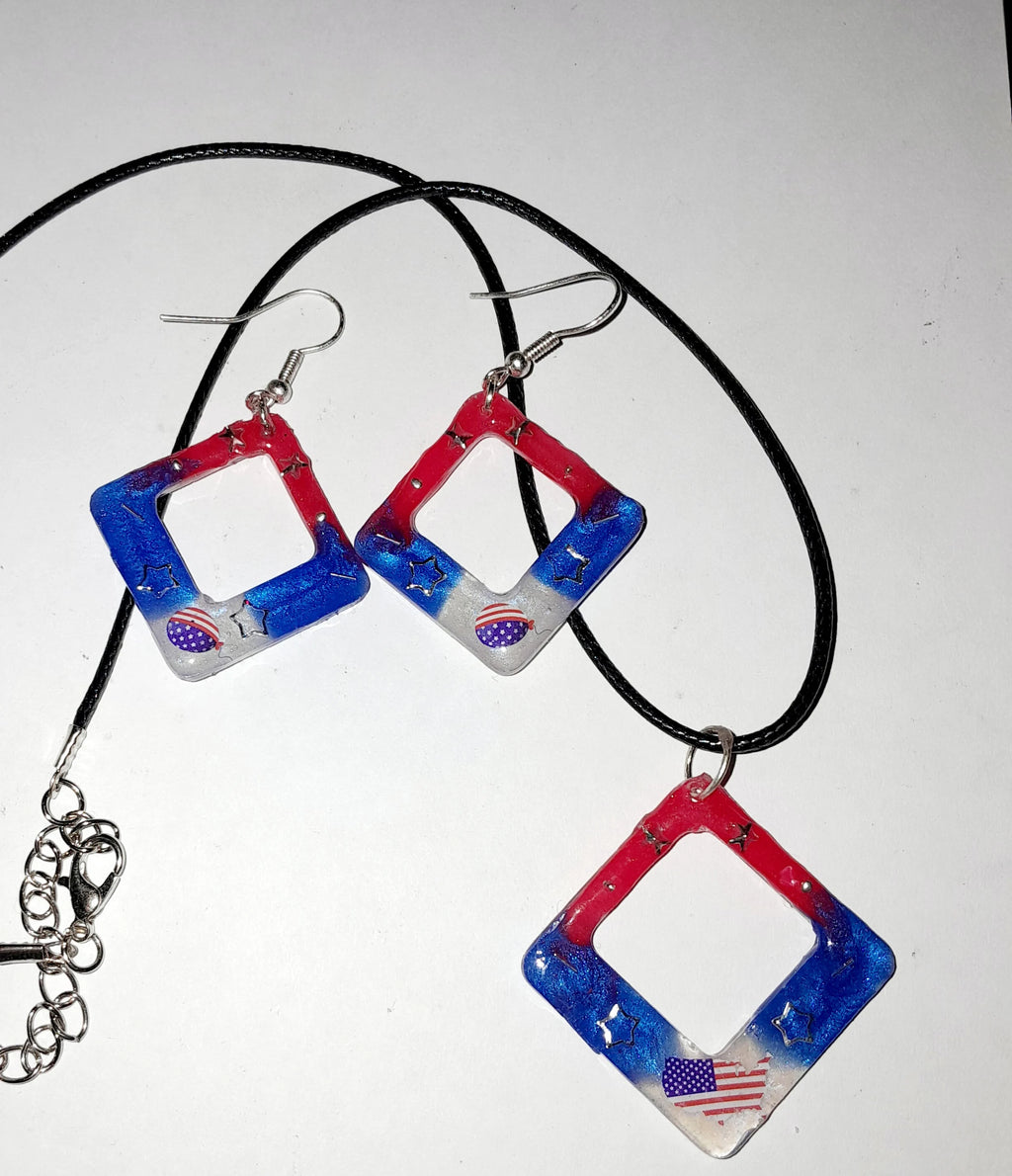 Parure Américaine ( Boucles d'oreilles + pendentif)