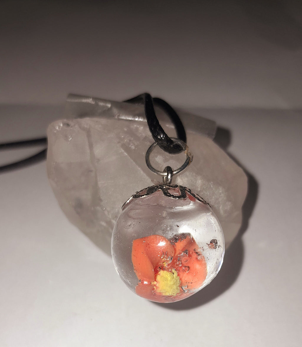 Parure sphères florales ( boucles d'oreilles+ pendentif)