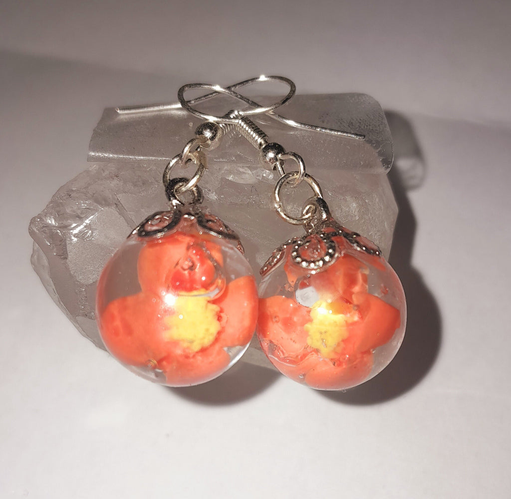 Parure sphères florales ( boucles d'oreilles+ pendentif)