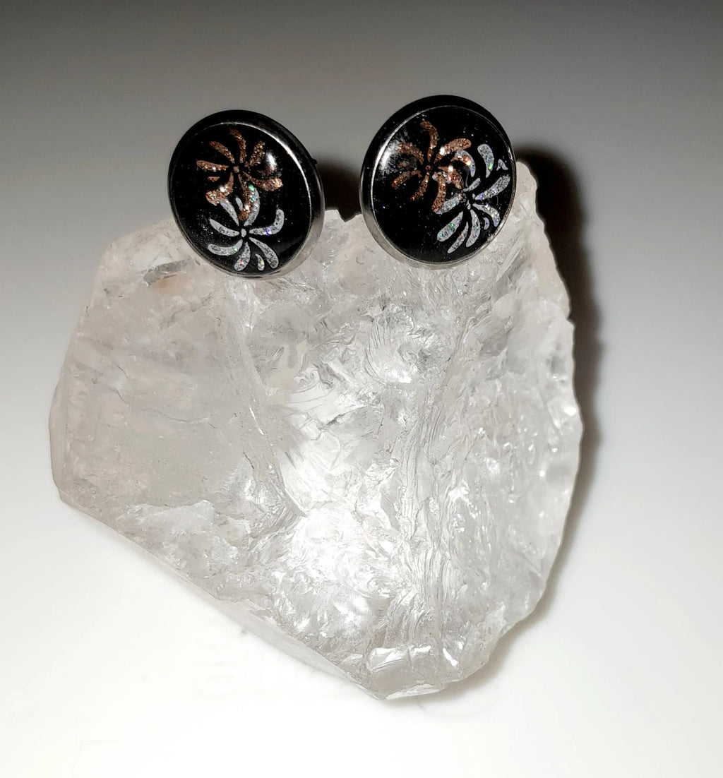 Parure de bijoux feux d'artifices  (bague + puces d'oreilles)