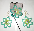 parure fleurs ( Boucles d'oreilles + pendentif)