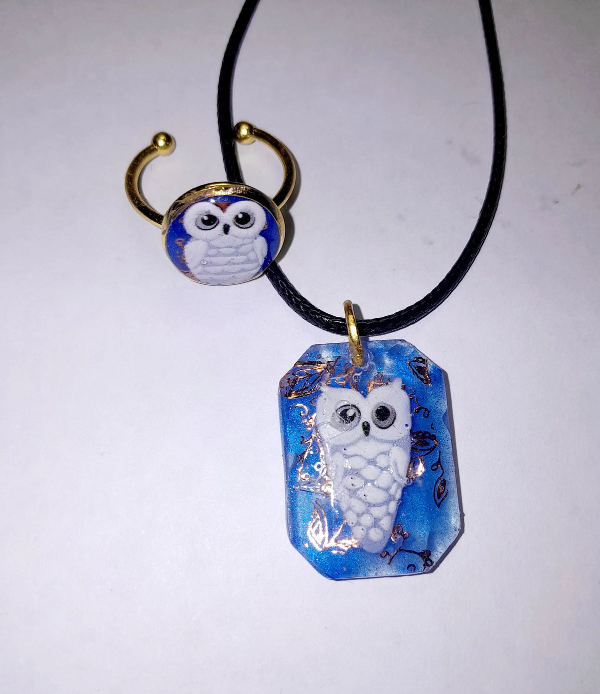 Parure Chouette ( pendentif+bague)