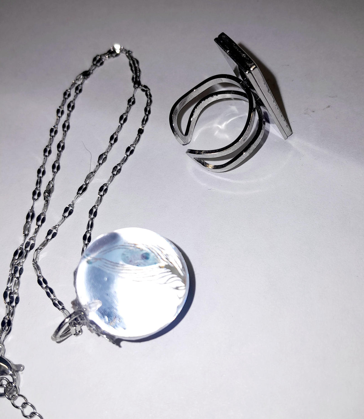Parure Paon (pendentif + bague)