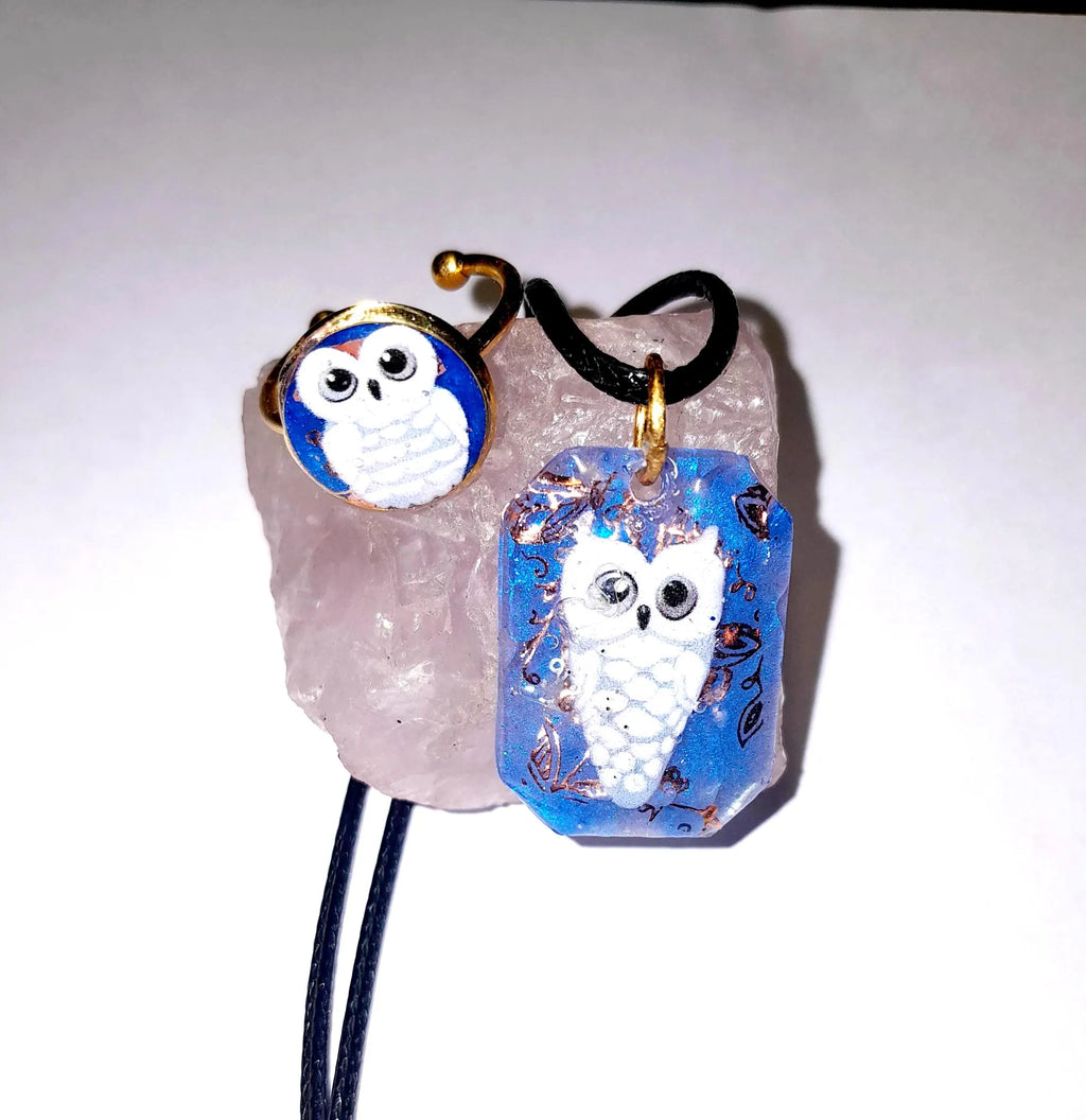 Parure Chouette ( pendentif+bague)